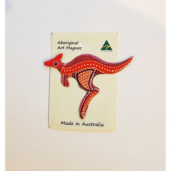 Aboriginal Art Decorative Kangaroo Red Australia Refrigerator Souvenir Magnet 4" - Picture 1 of 3